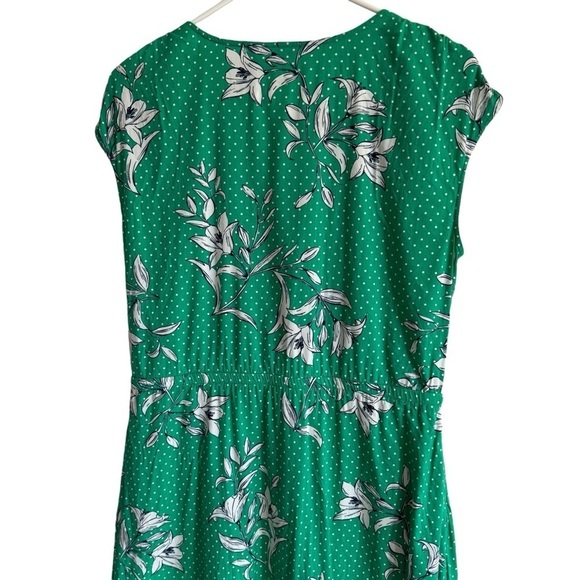 Draper James Green Floral & Polka Dotted Button Front Midi Dress, Size S - Picture 7 of 9